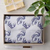 Papier Mousseline Koi Poisson Karp #4 do-it-yourself couleurs bleu (Cadeau)