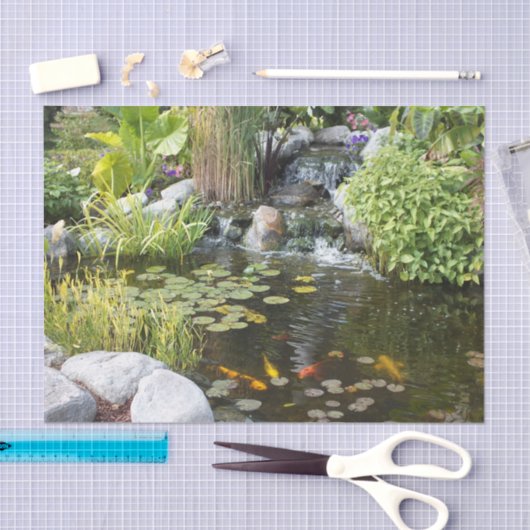 Papier Mousseline Koi Pond avec cascade (Artisanat)