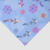 Papier Mousseline Koi Pond bleu cristal (Détail)