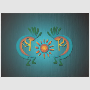 Papier Mousseline Kokopelli Sun Sud-Ouest Turquoise Découpage 2