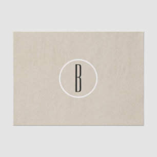 Papier Mousseline Kraft Brun Chic Monogramme Lettre Initiale Rustiqu