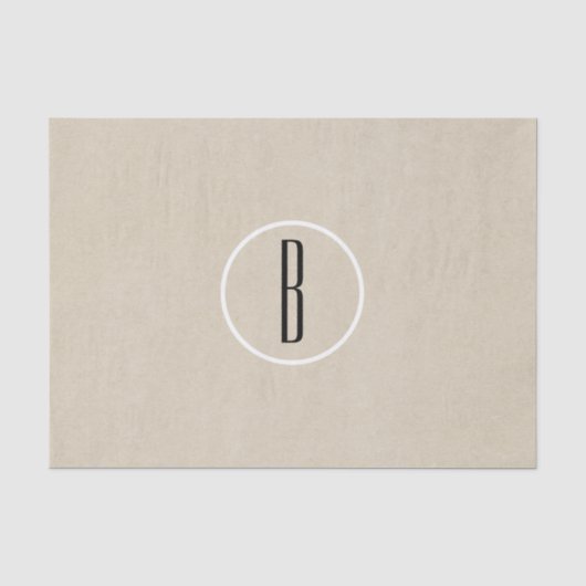 Papier Mousseline Kraft Brun Chic Monogramme Lettre Initiale Rustiqu (Recto)