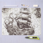 Papier Mousseline Kraken vs pirate ship nautical theme (Artisanat)