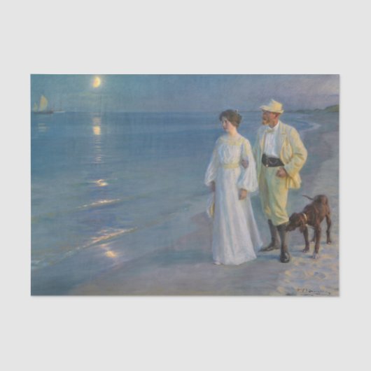 Papier Mousseline Kroyer - L'artiste et sa femme sur la plage (Recto)