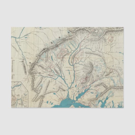 Papier Mousseline La carte de Sleem de l'Alaska central (Recto)
