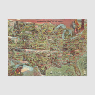 Papier Mousseline La carte des enfants des Etats-Unis