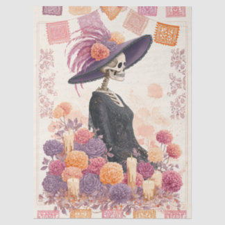 Papier Mousseline La Catrina Skeleton Lady Day of Dead Decoupage