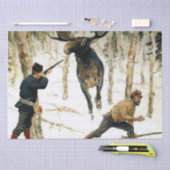 Papier Mousseline La chasse aux orignaux par Frederic Remington (Artisanat)
