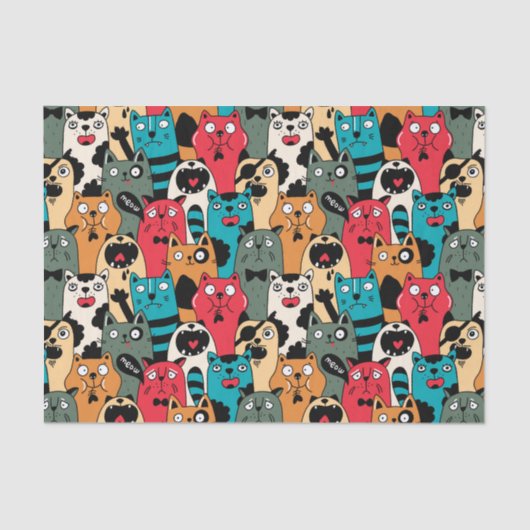 Papier Mousseline La Crowd of cats (Recto)