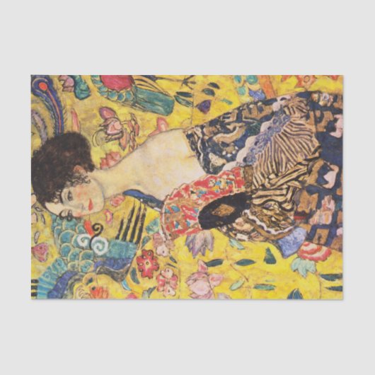 Papier Mousseline La Dame de Gustav Klimt avec un fan (Recto)