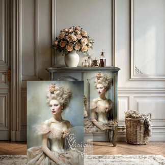 Papier Mousseline La Dauphine Champagne Gown Roses Powdered Wig