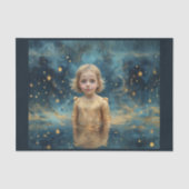 Papier Mousseline La fille des étoiles dans un arrière - plan spatia (Recto)