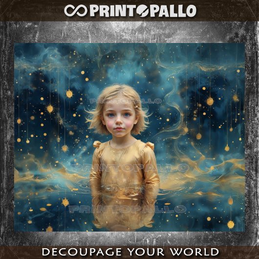Papier Mousseline La fille des étoiles sur un fond spatial