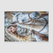 Papier Mousseline La fille sur la déroupage du cheval blanc (Recto)