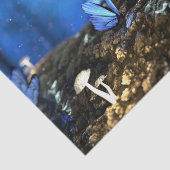 Papier Mousseline La forêt de papillons et champignons Indigo (Détail)