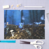 Papier Mousseline La forêt de papillons et champignons Indigo (Artisanat)