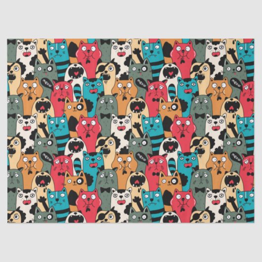 Papier Mousseline La foule des chats (Recto)