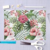 Papier Mousseline La ketmie tropicale fleurit le motif de feuillage (Artisanat)