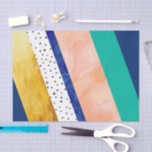 Papier Mousseline La marine turquoise de pêche d'or pointille le (Artisanat)