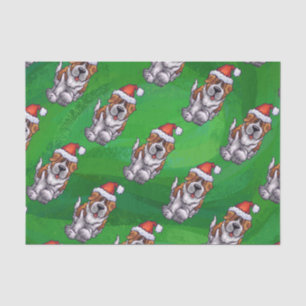 Papier Mousseline La mignonne St Bernard en Motif Casquette sur Vert