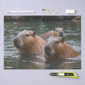 Papier Mousseline La Nage Des Capybaras Dans La Rivière, (Artisanat)