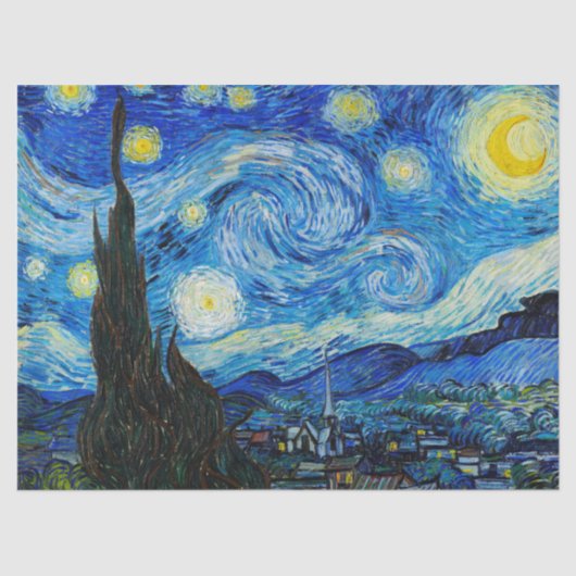 Papier Mousseline La nuit étoilée par Vincent Van Gogh (Recto)