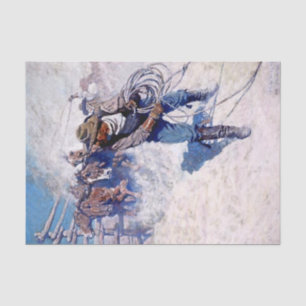 Papier Mousseline La peinture occidentale de N C Wyeth “Roping Wild