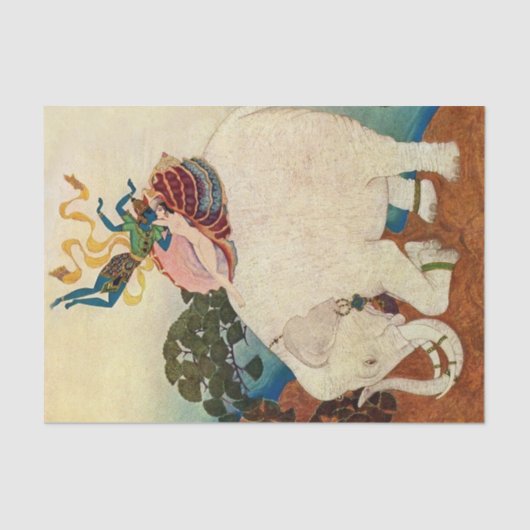 Papier Mousseline "La Perle des éléphants" par Edmund Dulac (Recto)