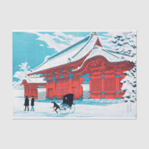 Papier Mousseline La porte rouge de Hongo en neige par Hiroaki Takah