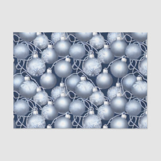 Papier Mousseline La série de boules de Noël bleues et argentées Des