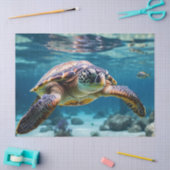 Papier Mousseline La tortue de mer dans l'océan (Artisanat)