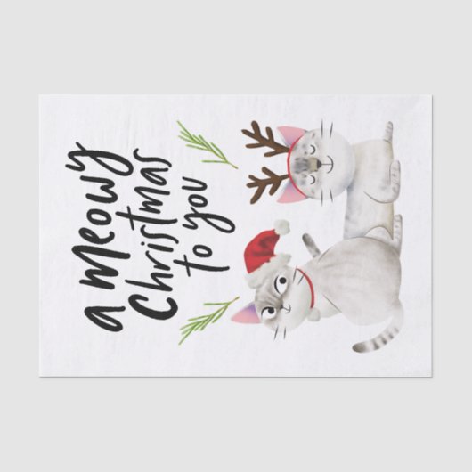 Papier Mousseline La typographie de Meowy Christmas Cute Kitty Cat (Recto)