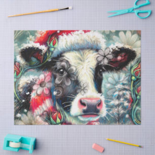 Papier Mousseline La vache rêve de temps chaud Découpage floral