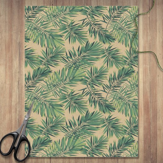 Papier Mousseline La verdure botanique sur Tan