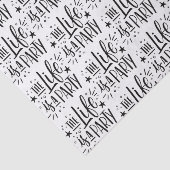 Papier Mousseline "La vie est une fête" Tissu Papier - Cadeau gai (Détail)