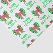 Papier Mousseline Labradoodle Blanc Chien de Noël & Bow Vert (Détail)