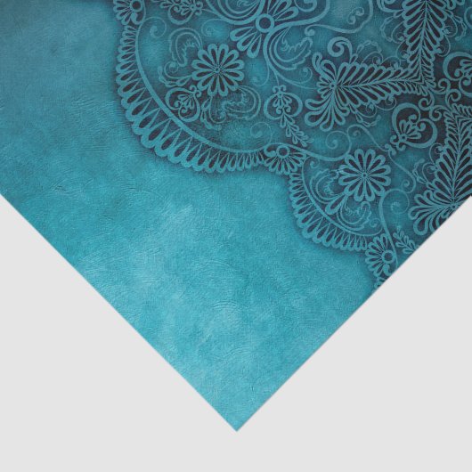 Papier Mousseline Lacy Turquoise Grunge Decoupage (Détail)