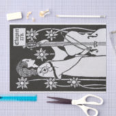 Papier Mousseline Lady With Cello par Aubrey Beardsley Tissus Paper (Artisanat)