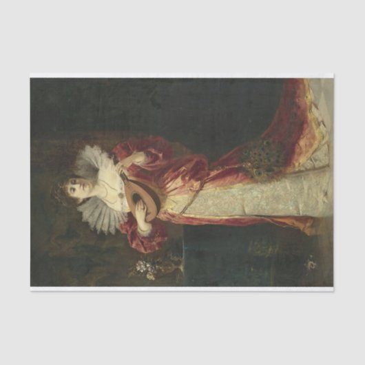 Papier Mousseline Lady with Lute de Ferdinand Wagner Jnr. (Recto)