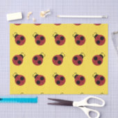 Papier Mousseline Ladybug 60s rétro cool rouge jaune (Artisanat)