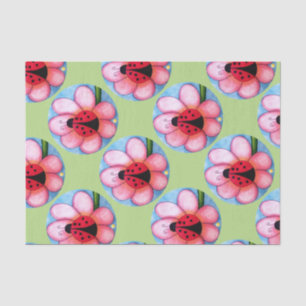 Papier Mousseline Ladybug et Fleur rose