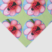 Papier Mousseline Ladybug et Fleur rose (Détail)