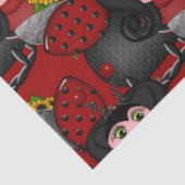 Papier Mousseline Ladybug et Tournesols-Diagonal-Rouge (Détail)