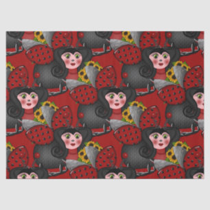Papier Mousseline Ladybug et Tournesols-Diagonal-Rouge