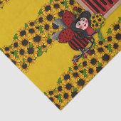 Papier Mousseline Ladybug, tournesols et maison, Jaune-1- (Détail)
