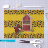 Papier Mousseline Ladybug, tournesols et maison, Jaune-1- (Artisanat)