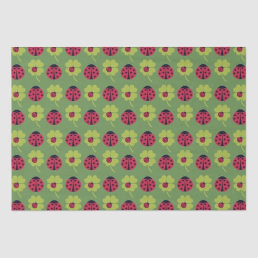 Papier Mousseline Ladybugs and Lucky Clover (Recto)