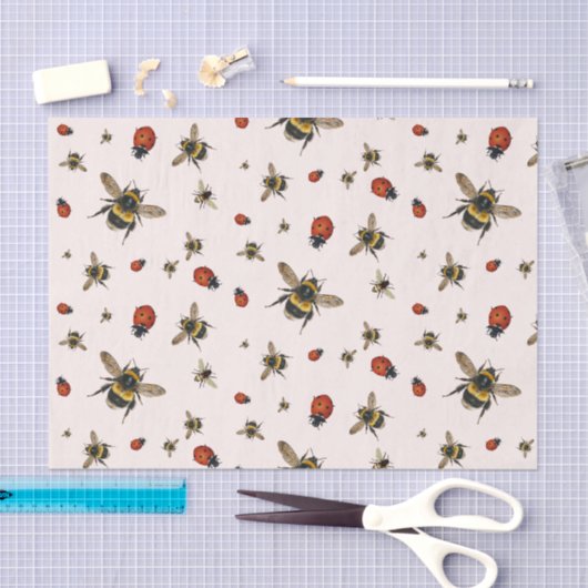Papier Mousseline Ladybugs in Bees papier motif (Artisanat)