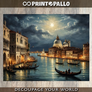 Papier Mousseline Lagune de Venise sous la lumière de la lune