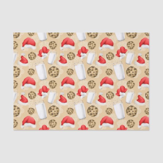 Papier Mousseline Lait de Noël et biscuits motif carrelé (Recto)